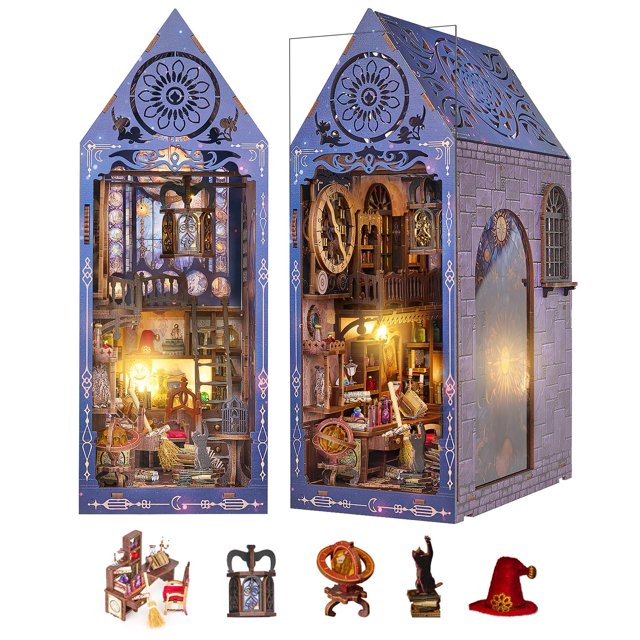 Kit de rincón para libros DIY FLYNOVA Magic Miniature House para adultos