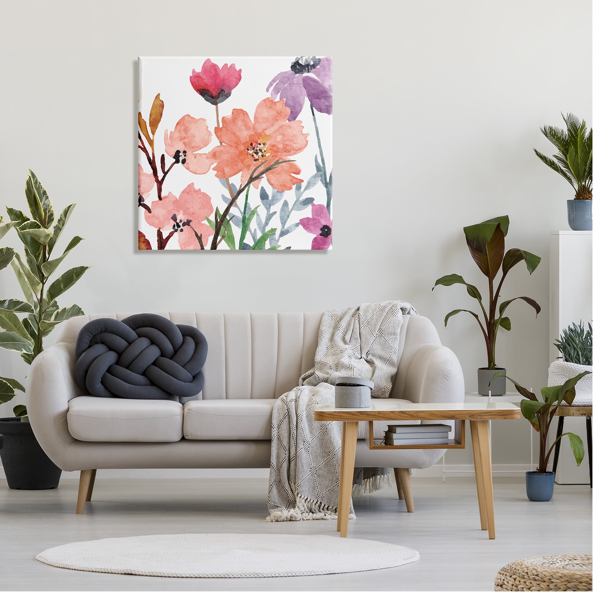 Stupell Industries Soft Spring Florals Botanical & Floral Painting Gallery Wrapped Canvas Art Print Wall Art, 30 x 30