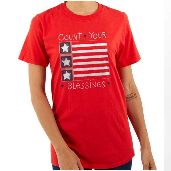 Count Your Blessings Cute Americana Women's Graphic T Shirt Tees Brisco Brands S