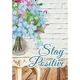 thumbnail image 2 of America Forever Stay Positive House Flag 28 x 40 inches Pink Blue Floral Flower Bouquet Double Sided Spring Summer Inspirational Quotes Seasonal Yard Outdoor Decorative Motivational Flag, 2 of 5