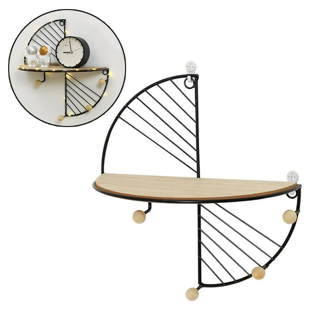 Flotante de pared geométrica, decoración para hogar, estantes de almacenamiento de pared de alambre de rústica para dormitorio, sala de Negro perfecl estantes de pared
