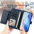 thumbnail image 3 of For Samsung Galaxy A53 5G 6.5-inch Wallet Case for Women Men Multi-Card Slots Zipper Wallet Leather Phone Case,Blue,For Galaxy A53 5G, 3 of 7