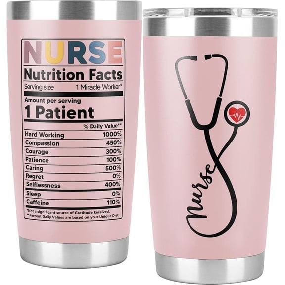 Best Gifts For Nurses - New Nurse Gifts For Women-Nursing Student Gifts- Nurse Practitioner- Nurse Appreciation Gifts-Nurse Graduation Gifts-Nutrition Facts 20Oz Nurse Cup Tumbler, Pink