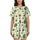 thumbnail image 1 of Fotbe Green Avocado Conjunto de Pijama Estampado para Mujer, 2 Piezas, Ropa de Dormir con Camiseta de Manga Corta y Shorts Suaves-Medium, 1 of 6