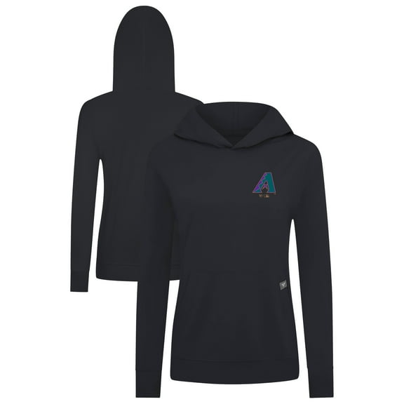 Women's Levelwear Black Arizona Diamondbacks Cooperstown Collection Relay Core Logo Pullover Hoodie