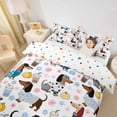 thumbnail image 3 of Homewish Cartoon Dachshund Bedding,Cherry Blossom Duvet Cover Full,White,Polkadot Reversible,3 Pieces,1 Duvet Cover and 2 Pillowcases, 3 of 6