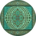 thumbnail image 1 of Ahgly Company Machine Washable Indoor Round Persian Turquoise Blue Traditional Area Rugs, 8' Round, 1 of 4