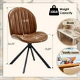 thumbnail image 2 of 19" Faux Leather Swivel Office Chair No Wheels, Upholstered Armless Modern Desk Task Criss Cross Chair Legged No Wheels and No Arms, Swivel Vanity Chairs for Bedroom Office, Brown, 2 of 9