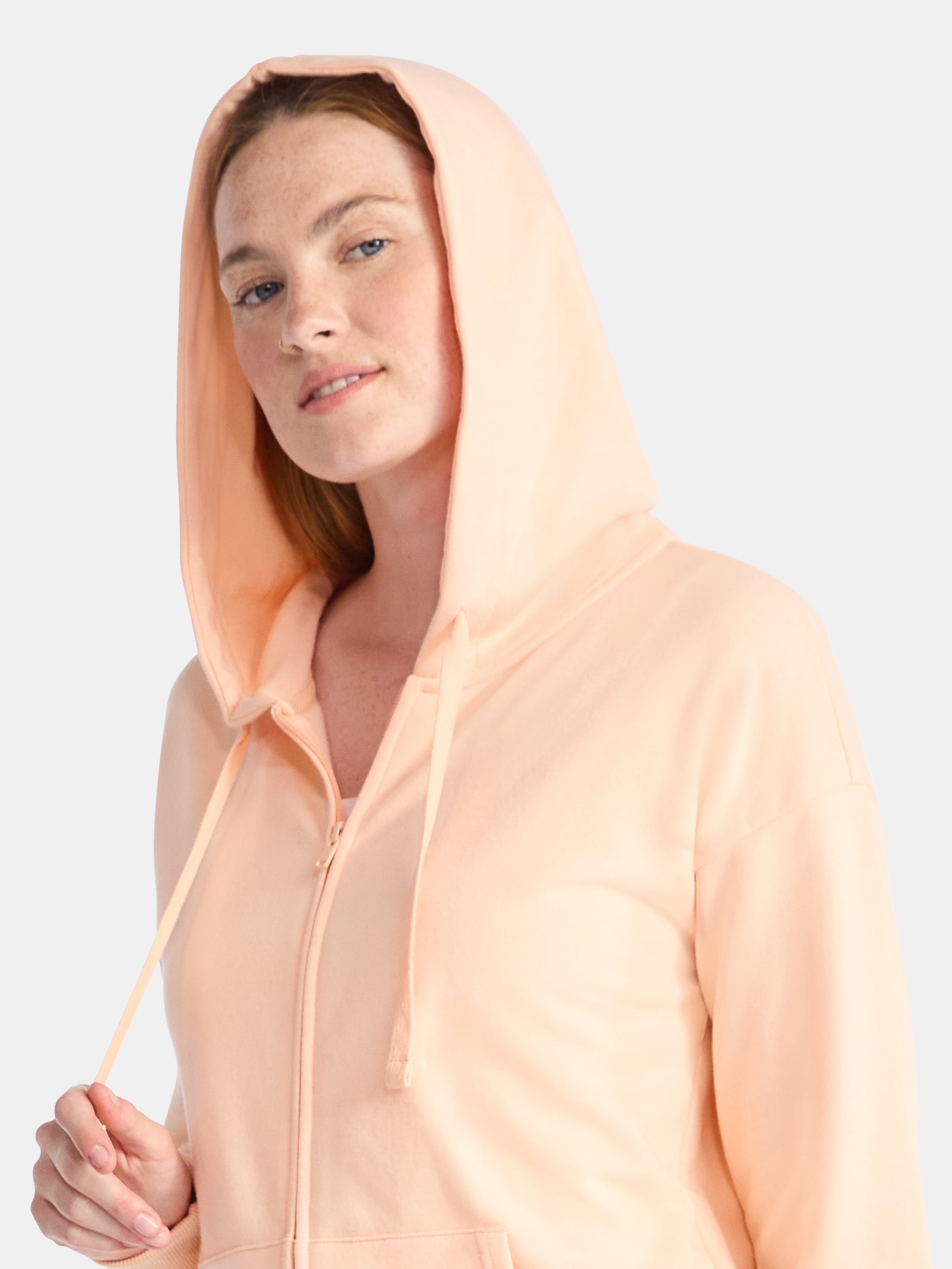 Time and Tru Women's and Women’s Plus Zip Front Fleece Hoodie Jacket, Sizes XS-4X