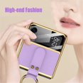 thumbnail image 4 of for Z Flip4 5G 2022 case 360°with Ring Luxury Electroplated PU Leather Cover Compatible with Samsung Galaxy Z Flip 4 5G Case Built-in Screen Protector Camera Phone Case (C-Purple), 4 of 13