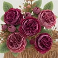 thumbnail image 7 of Artificial Flowers Artificial Flowers Silk Peony Bouquet Home Living Room Decoration Simulation Flower Tea Bud Peonies Green Plant Party Decor (Pink), 7 of 7