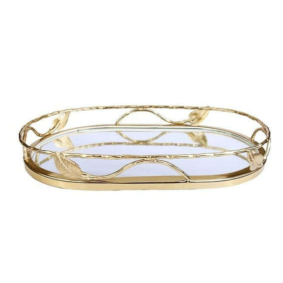 Classic Touch MT950G Gold Oval Mirror Tray, 16 x 10.25 x 2 in.
