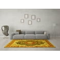 thumbnail image 3 of Ahgly Company Machine Washable Indoor Square Medallion Yellow Traditional Area Rugs, 5' Square, 3 of 4