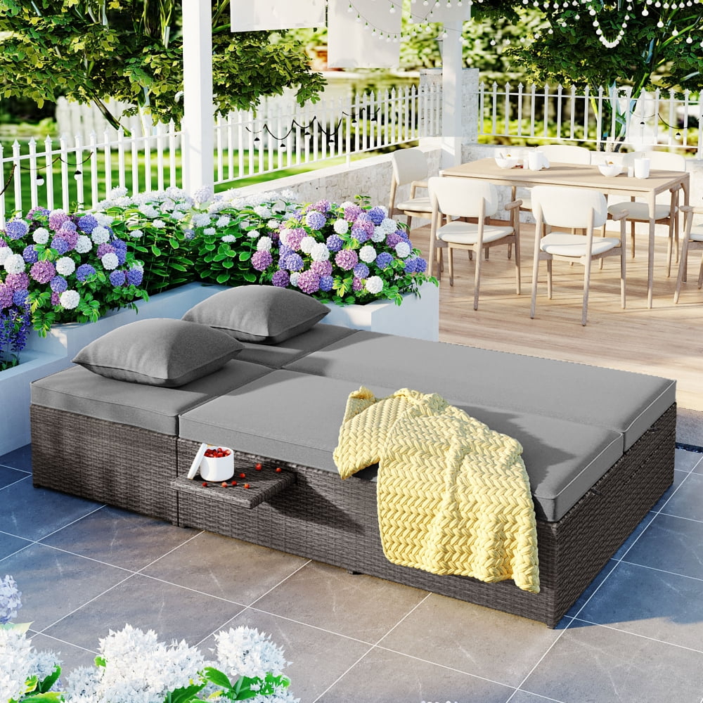 Double rattan lounger discount