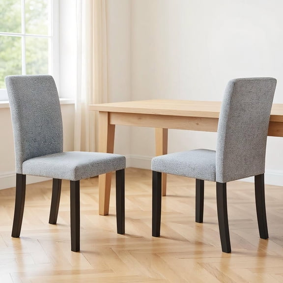 Resenkos Set of 2 Mid-Century Modern Dining Chairs with Rubberwood Legs, Gray and Black