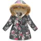thumbnail image 1 of Parka con capucha y cuello de piel sintética para niña, chaqueta acolchada con cremallera de invierno-AM, 1 of 2