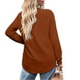 thumbnail image 3 of Womens Tops Crewneck Long Sleeve High Low Sweatshirt Polyester Curved Hem Side Split Solid Color Loose Fit Daily Home Work Outdoor Wear S Sweaters For Women, 3 of 4