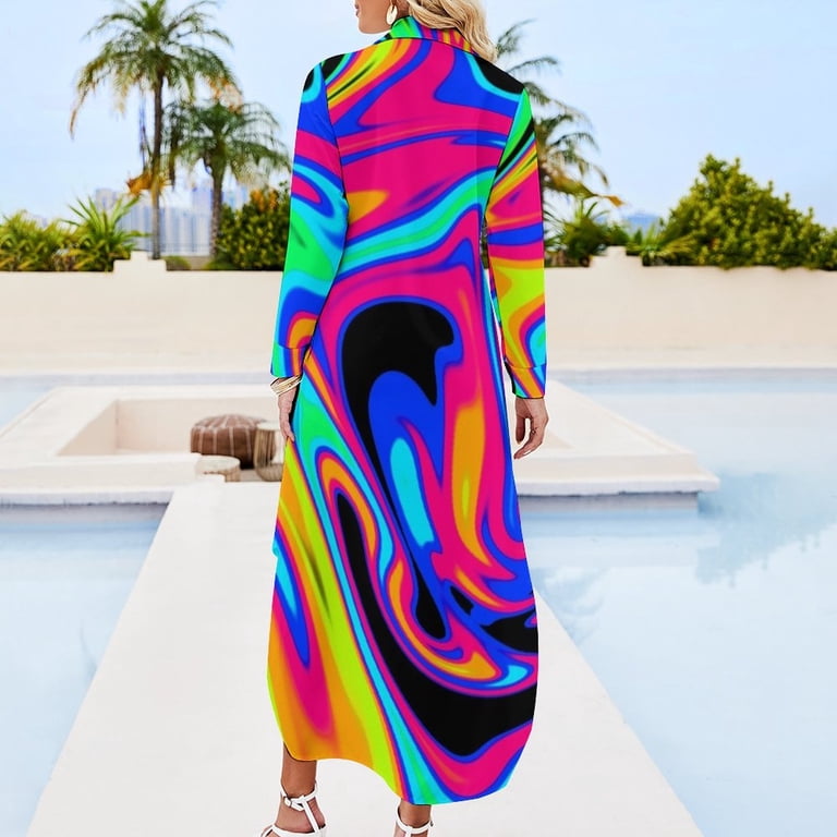 Neon Dream Waves Long Sleeved Shirt Dress Woman dresses sexy dress for women Womens dresses - Walmart.com Neon Dream Waves Long Sleeved Shirt Dress Woman dresses sexy dress for women Womens dresses - Walmart.com