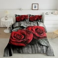 thumbnail image 2 of Romantic Valentine Rose Comforter Set Full Size,Vintage Farmhouse Style Down Comforter for Couple Lovers,Flower Floral Duvet Insert,Love Hearts Leaves Blossom Bedding Lightweight, 2 of 6