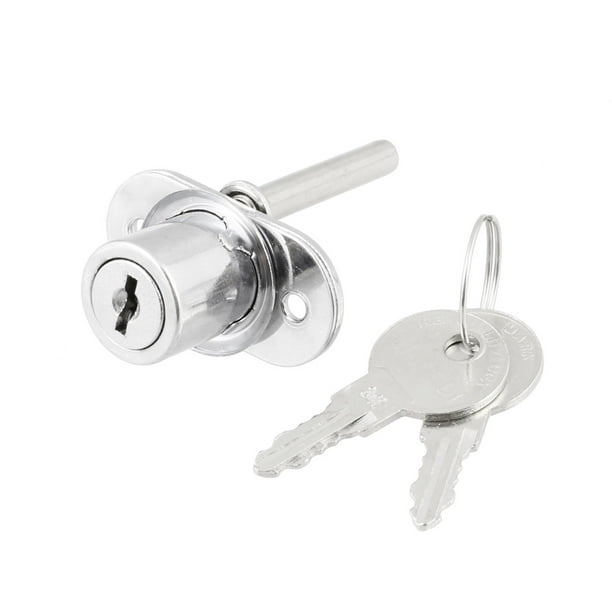 Office Home Security Silver Tone Cylinder Drawer Lock w Keys