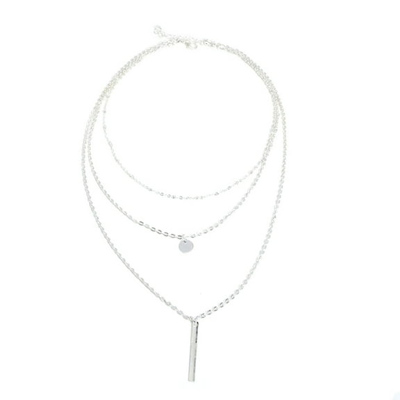 harmtty Necklace Lightweight Three Layers Alloy Multi-Layer Long Necklace for Party,Silver