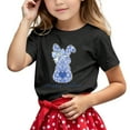 thumbnail image 1 of GDREDA T-Shirt Décontracté à Manches Courtes et Col Rond pour Filles avec Imprimé Graphique et Motif de Lettres Colorées pour Usage Quotidien Noir,130, 1 of 4