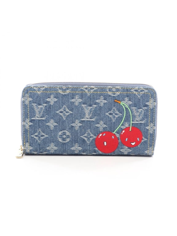 Pre-Owned Louis Vuitton x Takashi Murakami Zippy Wallet Monogram Cherry Denim Round Long...