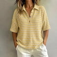thumbnail image 2 of GigrtiJin Women's Short Sleeve T Shirts Striped V Neck Collared T Shirts Womens Casual Pull On Cropped Outdoor Tees with Button, 2 of 5