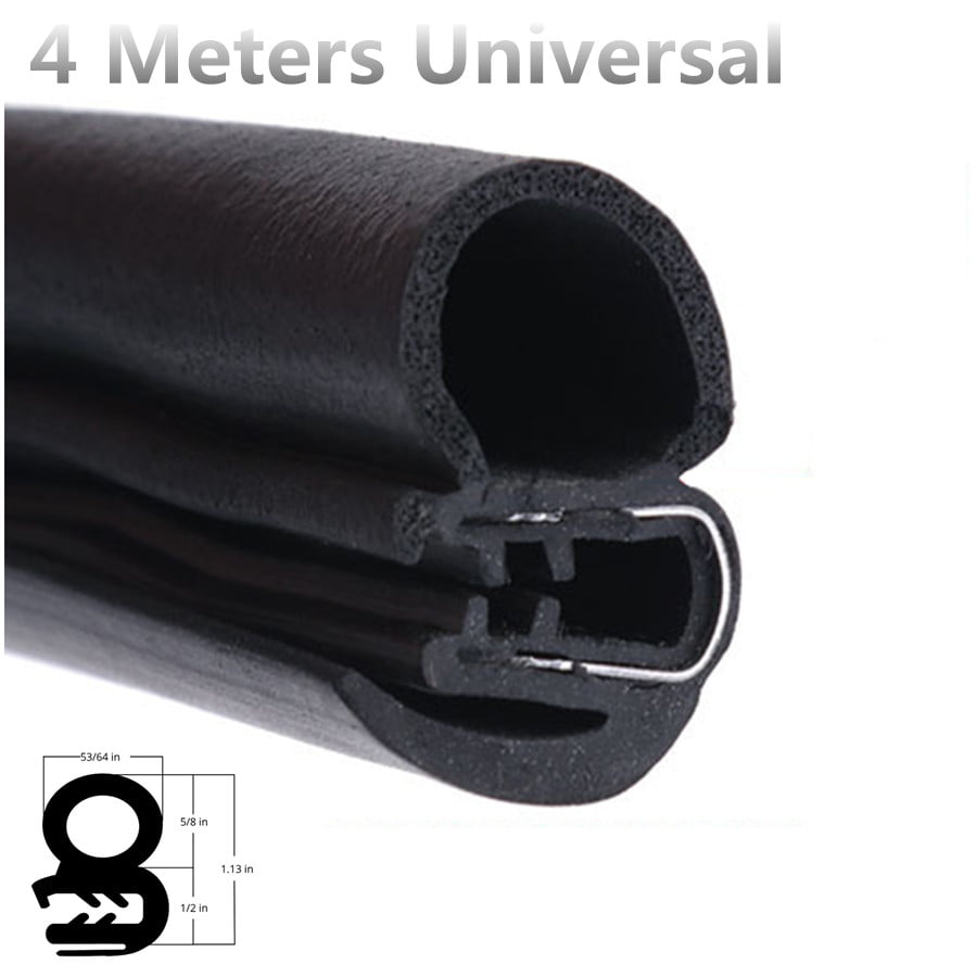 Blk Rubber Car Door Seal Weatherstrip Body Mounted Front 4Meters EPDM Steel Belt