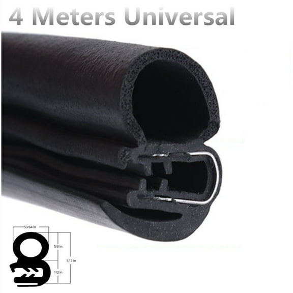 Blk Rubber Car Door Seal Weatherstrip Body Mounted Front 4Meters EPDM Steel Belt