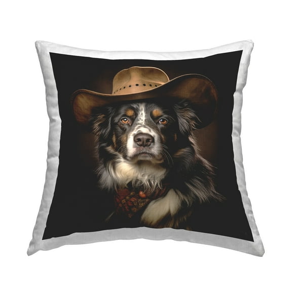 Stupell Industries Vintage Cowboy Dog Decorative Printed Throw Pillow Design by RB