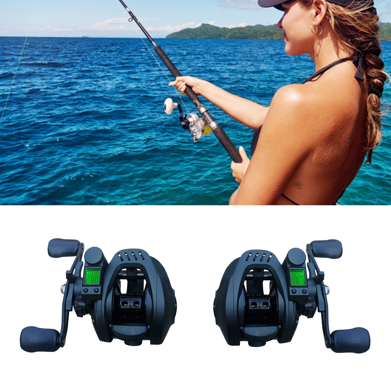 KUFptva Waterproofs Sea Ice Fishing Wheel 6.3:1 High Speed Ratio Led Screen Electronic Fishing Reels for Freshwater Saltwater