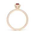 thumbnail image 2 of ANGARA Natural Emerald-Cut Ruby Halo Engagement Ring in 14K Rose Gold for Women (Size-6x4mm) | July Birthstone, Birthday, Anniversary, Jewelry Gift for Women | Natural Ruby Ring, 2 of 9