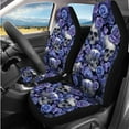 thumbnail image 2 of Binienty Skull Automotive Seat Covers Front Split Rear Purple Rose Floral Car Seat Covers with Safety Belt Pads Armrest Cover Headrest Cover Steering Wheel Cover Car Interior Decor Accessories, 2 of 8
