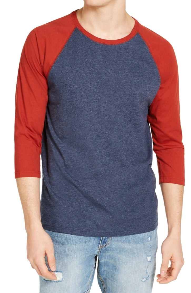 Stone Men T-Shirt Red Colorblock Raglan 