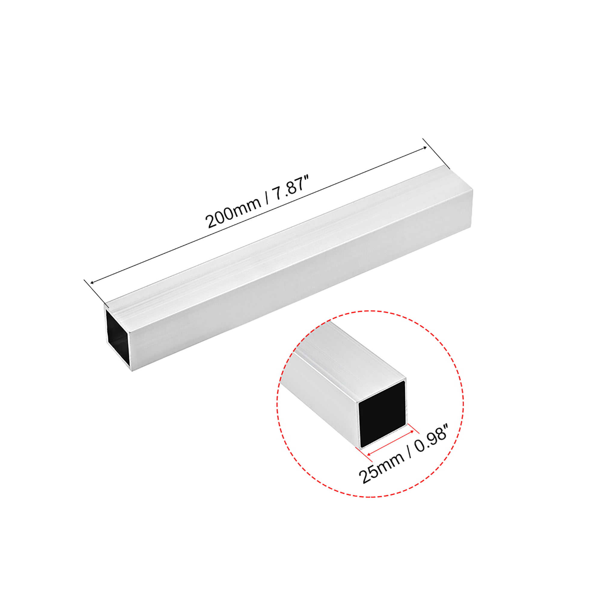 Aluminium Extrusion Profiles Square Tubes Length 100 cm Size:15x15 or 20x20mm 