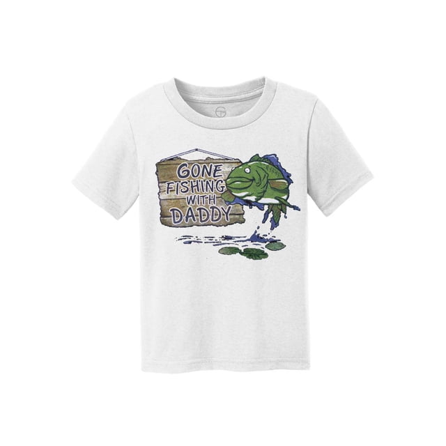 Gone Fishing With Daddy Kids Cotton T-Shirt - White - Small