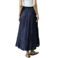 thumbnail image 3 of INSPIRE CHIC Boho Maxi Skirts for Women Flowy Flared Ruffle Summer Casual Tiered Elastic Waist Long Skirts XS Dark Blue, 3 of 6