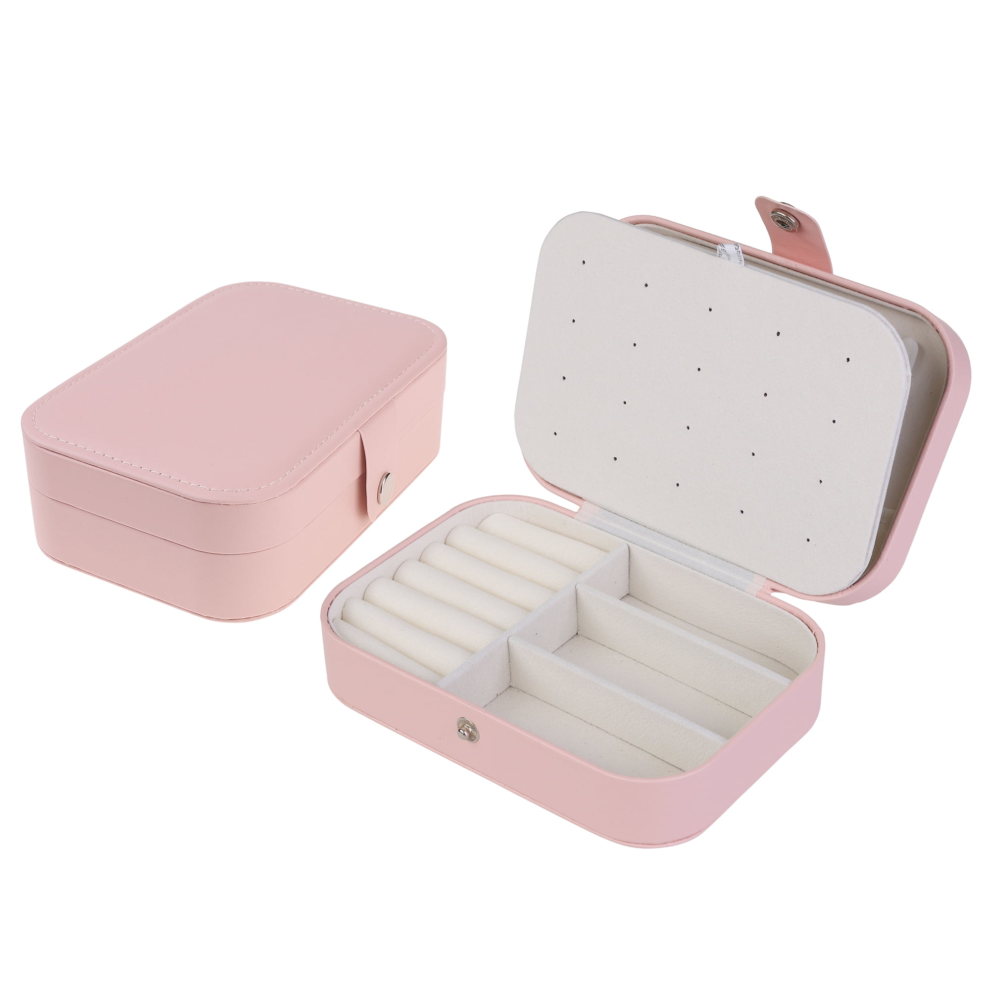 Unique Bargains Jewelry Box Small PU Leather Jewelry Organizer Case Storage Display Holder Pink