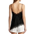 thumbnail image 2 of Deago Women's Summer Satin Lace Cami Tops Spaghetti Strap V Neck Backless Camisole Party Pajamas Asymmetrical Hem Tank Tops (Black, M), 2 of 9