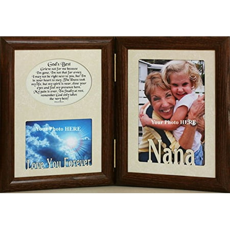 5X7 Nana & God's Best Poem ~ Hinged Double Memorial/Bereavement/Condolence/Sympathy/Tribute/Funeral Keepsake Picture Photo Frame (Best Wood For Burning Poem)