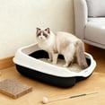 thumbnail image 2 of Open Cat Litter Box with Scoop, Low Entry Litter Pan for Kittens, Adult Cats, and Small Animals like Rabbits, Easy to Clean Pet Toilet Supply, 2 of 5
