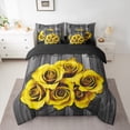 thumbnail image 3 of Feelyou Fashion Yellow Rose Bedding Comforter Set 7pcs for Couple, Romantic Flower Floral Queen Bedding Sets, Happy Valentine's Day Reversible Queen Sheet Sets, Ultra Soft Bedroom Decor, 3 of 9