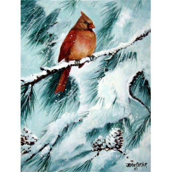 Winters Glory Redbird 2 Northern Cardinal Flag Garden Size