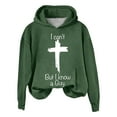 thumbnail image 2 of Baqcunre Long Sleeve T Shirt Women's Casual I Can'T But I Know A Guy Printed Long Sleeve Sweatshirt Fun Sweatshirt Shirt Workout Tops Plus Size Tops Green M, 2 of 5