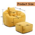 thumbnail image 4 of MDQMD 45"Giant Bean Bag Chair with Ottoman Pillow Armrest Ultra Soft Fluffy Faux Fur Oversized Comfy Lazy Sofa Memory Foam Floor Sofa Chair for Adults Living Room Bedroom Gaming Yellow, 4 of 8