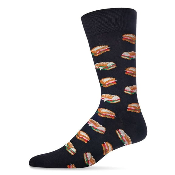 MeMoi Men's Tasty Hoagies Bamboo Blend Novelty Crew Sock - Mens - Male, 10-13, Black