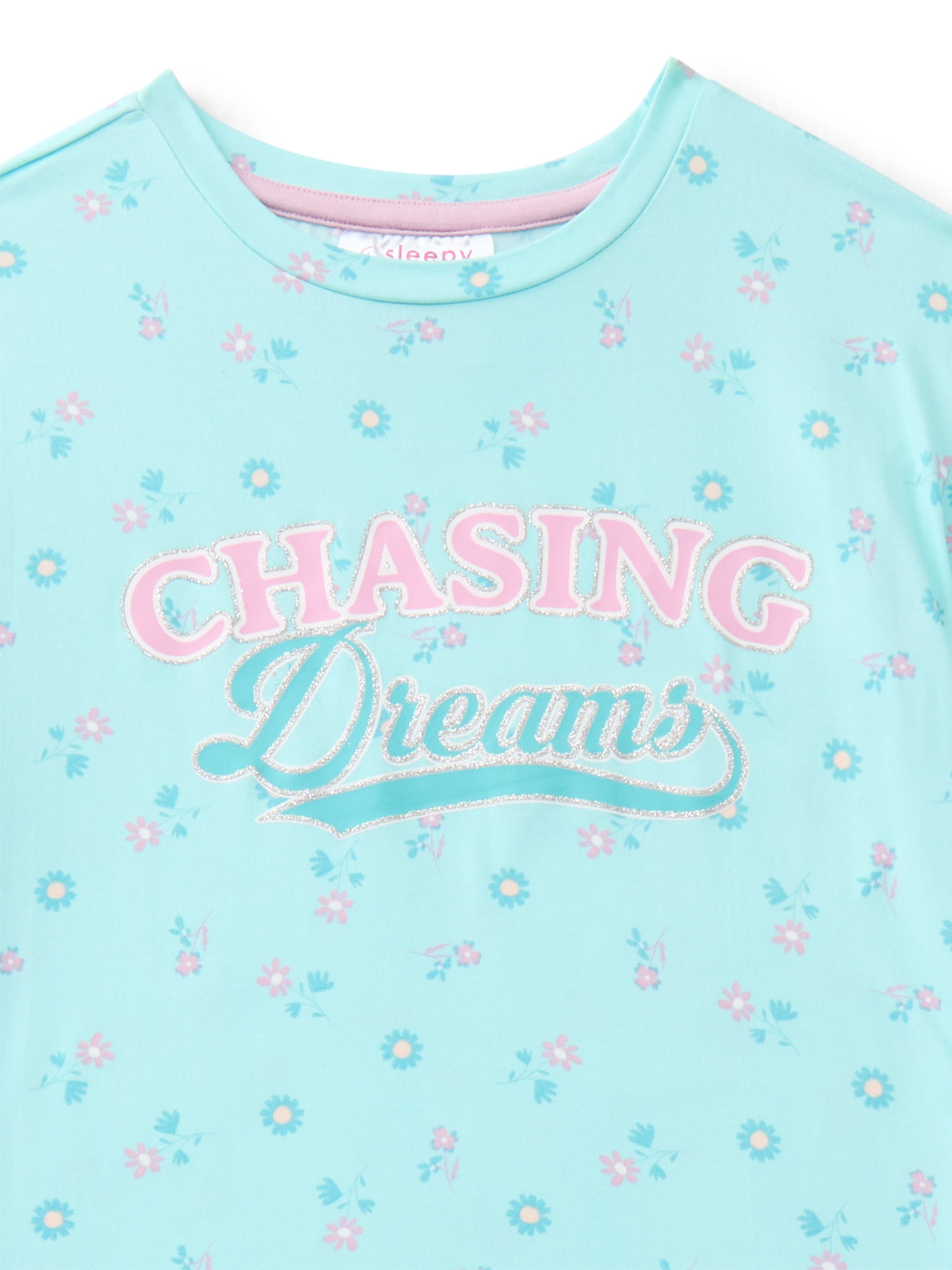 Sleepy Nites Girls' Print Jersey Nightshirt with Short Sleeves, Sizes XS-XL