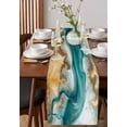 thumbnail image 4 of Ldtrchee Teal Brown Table Runner 60 Inches, Contemporary Abstract Art Modern Bed Runner Dresser Scarves Tabletop for Indoor Outdoor Parties/Ceremony/Banquet, 13" x 60", 4 of 8