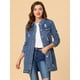 thumbnail image 2 of Allegra K Chaqueta De Mezclilla Casual Rasgada De Manga Larga Desgastada Para Mujer Azul claro M, 2 of 4